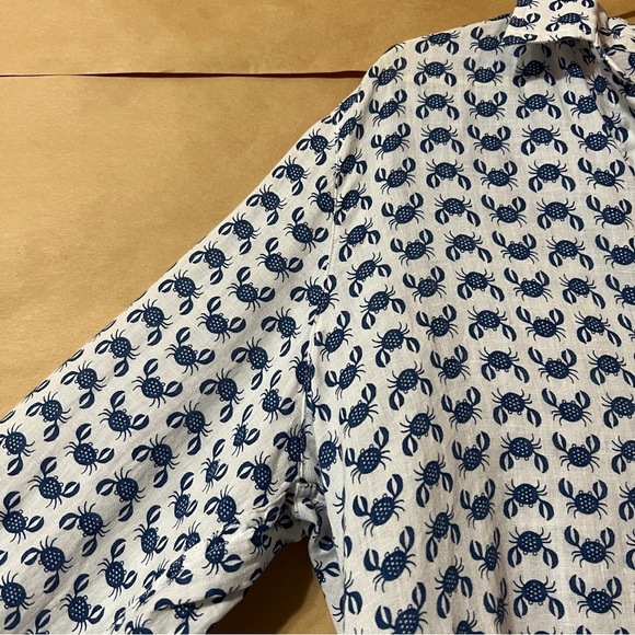 Frank & Eileen | Linen Crab Print Eileen Relaxed Button-Up Shirt Size XS - Picture 6 of 13
